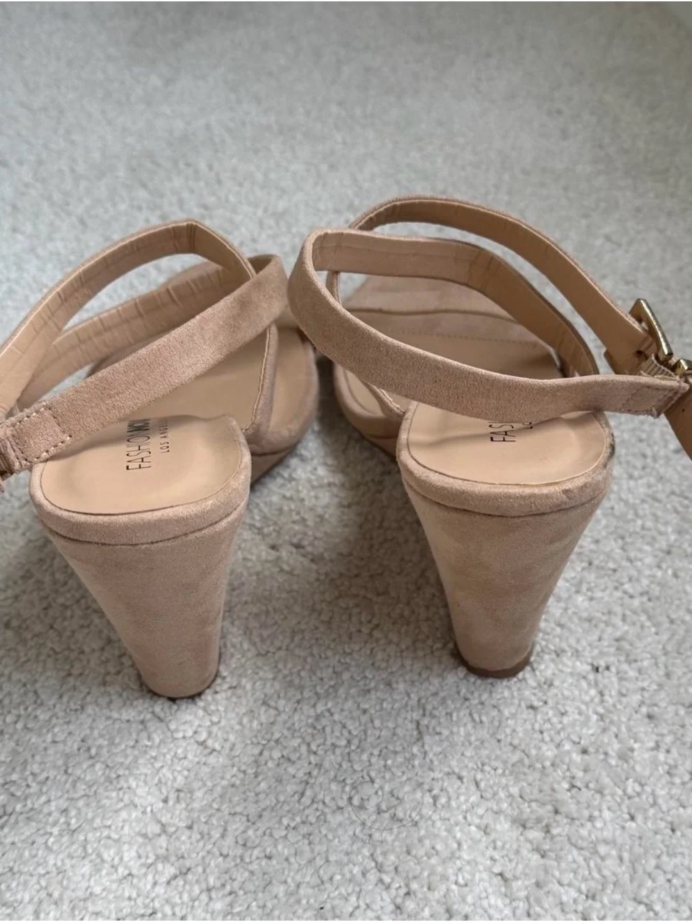 Nude Beige Crisscross Ankle-Strap Wedge Sandals